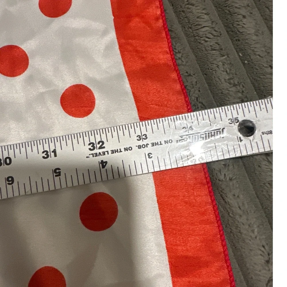 SunKyungSa Red White Polka Dot Square Scarf Satin Feel 34x34 Retro Accessory